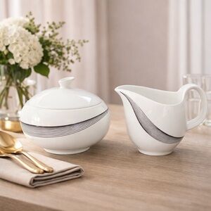 Gorgeous Wedgwood Apollo Bone China Sugar Bowl & Milk Jug – Shape 225 – Rare Set